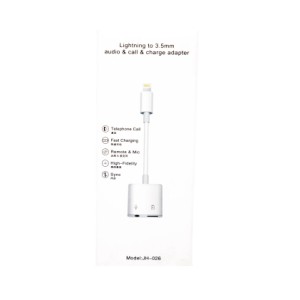 Lightning to 3.5mm Audio & Call & Charger Adapter JH-026